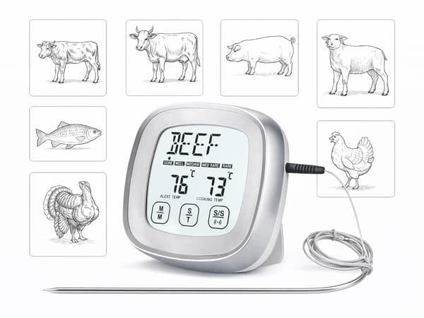 Digital stegetermometer med touchscreen og probe 120 cm, -20 til 300°C
