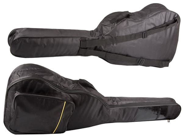 Guitar-etui til akustisk guitar i polyester sort 105 cm med lommer