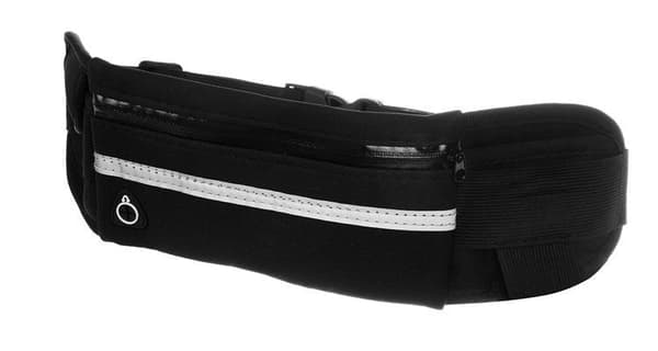Juoksuvyö neopreeni pullotelineellä, 3 taskua, heijastin, 70-130 cm