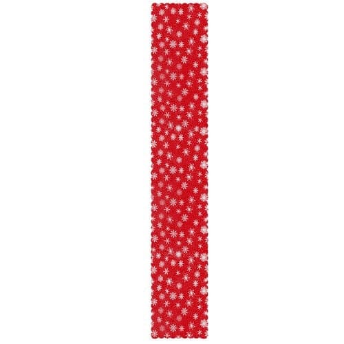 Julebordløber rød med hvide snefnug 220x35 cm polyester