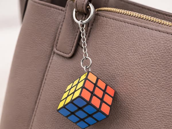 Rubiks kube nøglering mini 3x3 3 cm multicolor med metalnøglekæde
