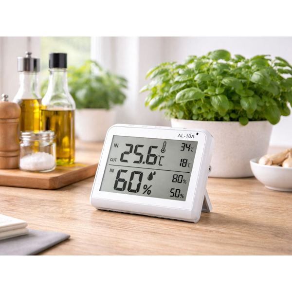 Termometer hygrometer med extern sensor LCD min/max larm °C/°F
