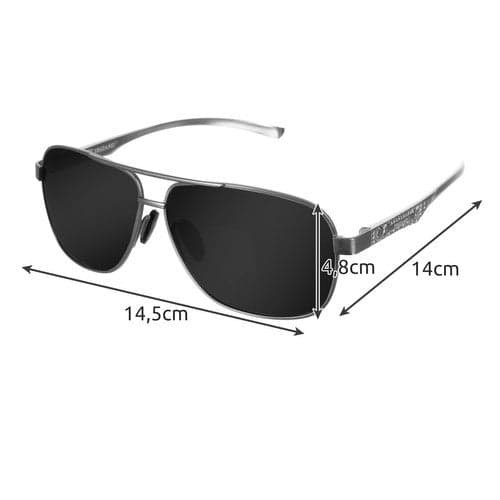 Polariserede solbriller UV400 kat 3 unisex sort/sølv med etui