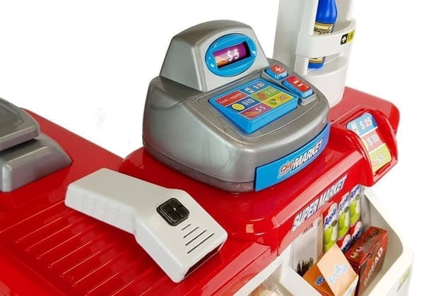 Legetøjs-kasseapparat med scanner og indkøbsvogn, 3+ år, EN71-certificeret