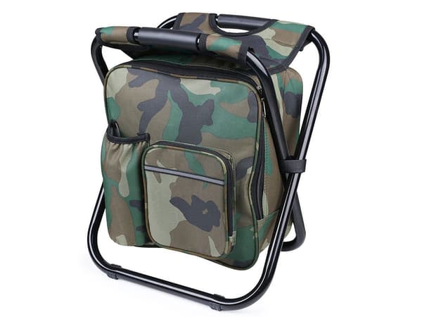 Hopfällbar fiskestol med ryggsäck termobag 10 L camouflage