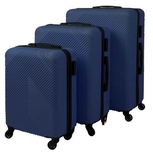Resväskset 3-pack ABS marinblå 54/65/74 cm med 360° hjul kodlås
