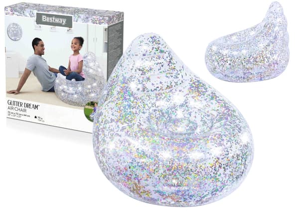 Oppustelig glitrende lænestol 72x72x64 cm til børn, max 70 kg