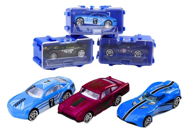 Legetøjsbiler sæt 16-pack med metalkuffert, 8 cm, fra 3 år