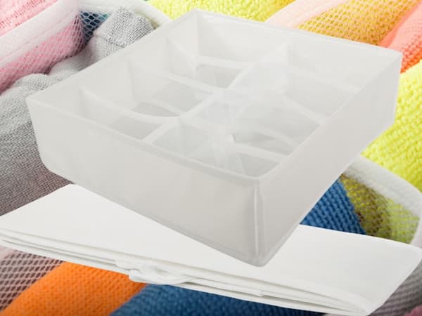 Opbevaringsorganisator 8 rum 32x32x10 cm polyester, hvid