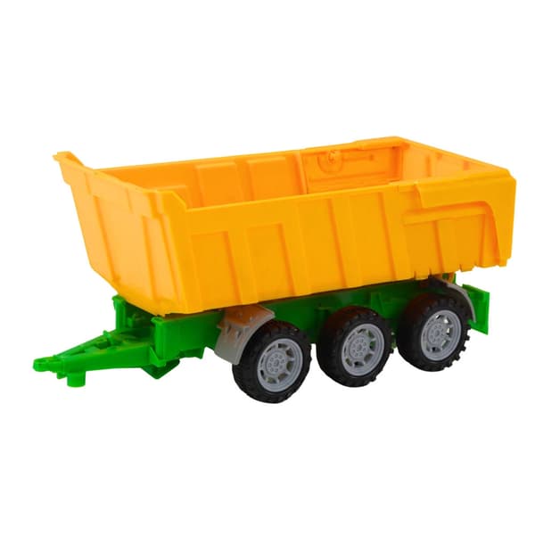 Legetøjstraktor med trailer 46 cm rød traktor gul trailer i plast