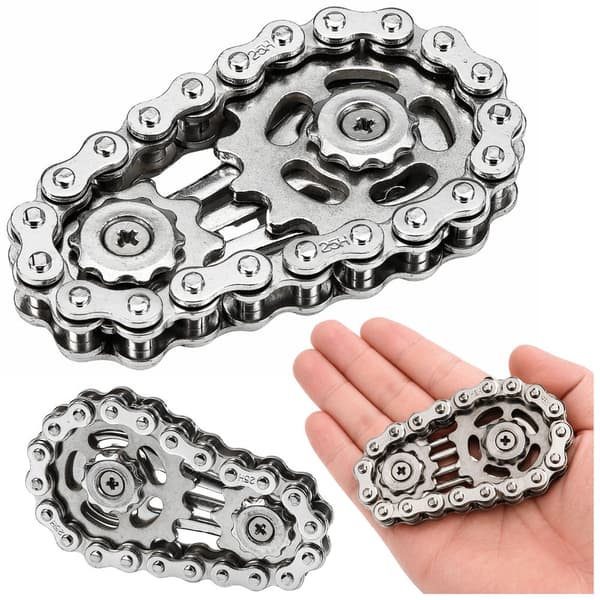 Kedja fidget spinner i rostfritt stål silver 6x4 cm