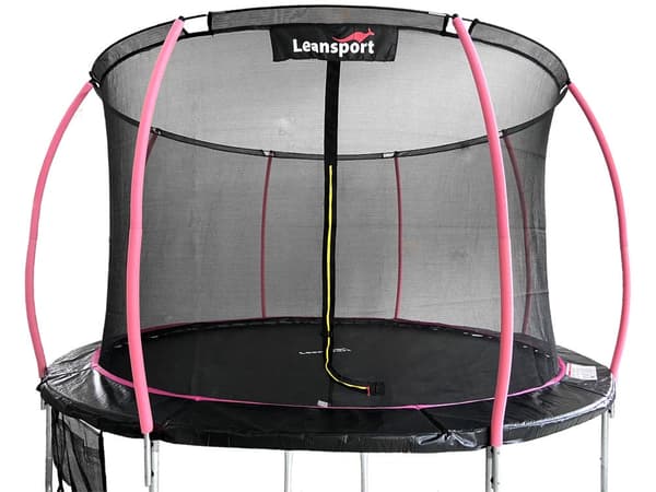 Trampolin 487 cm 16ft med säkerhedsnet 180 cm og stige sort/rosa