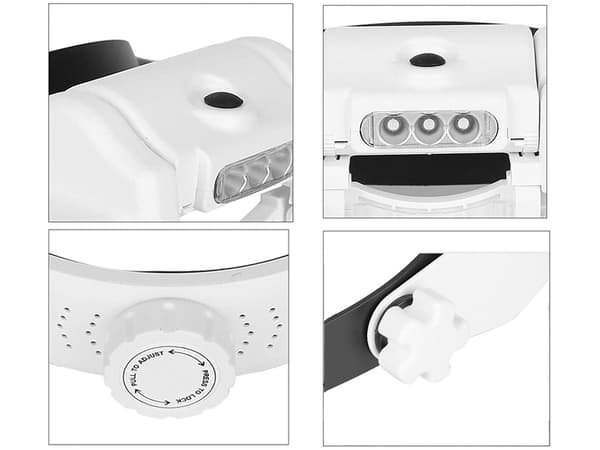 Pandelup med LED-belysning 1,5x/2x/8x sort/hvid