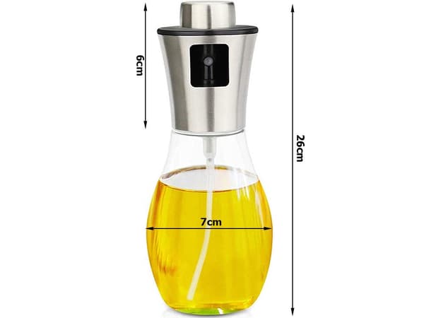 Öljysumutinpullo 200 ml lasi/muovi hopea 26 cm