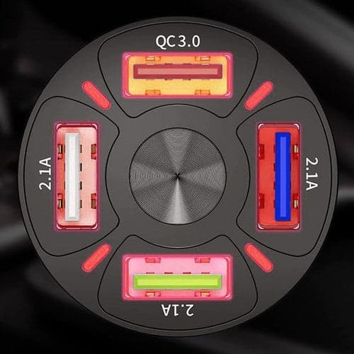 Billaddare 4x USB QC 3.0 3A 12-32V inkl 3-i-1 kabel