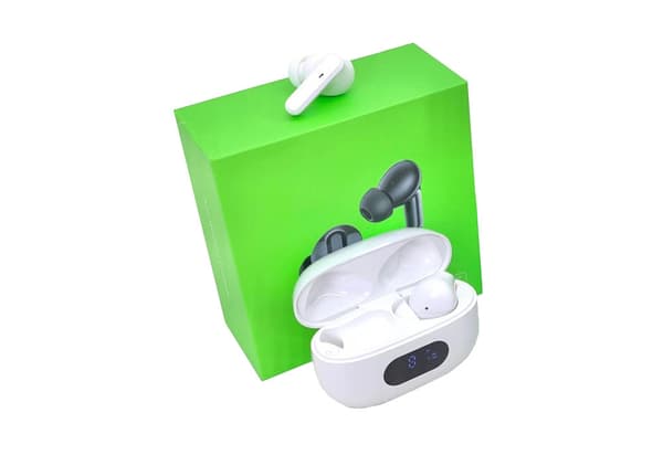 Bluetooth in-ear hörlurar vit med LED-laddningsetui och mikrofon