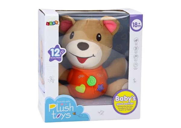 Interaktiv bamse 23 cm med lyd, melodier og engelske remser