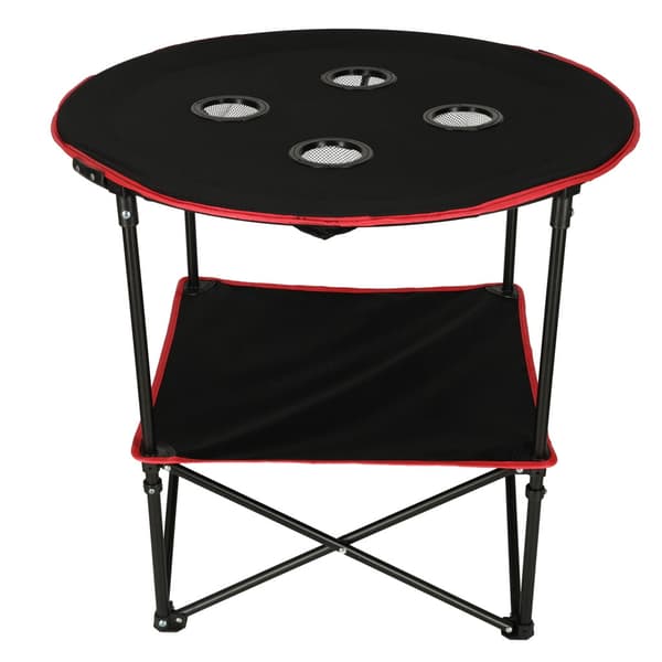 Hopfällbart campingbord 72 cm med dryckeshållare & transportväska