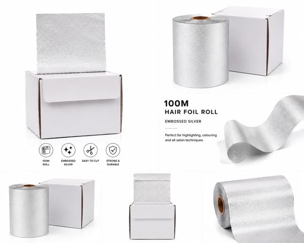 Hårfolie embossing silver 100 m x 12,8 cm til farvning og striber Silver