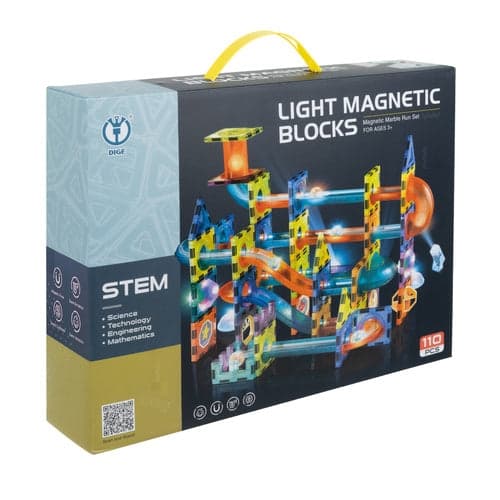 Magnetiska byggblock 3D kulbana 110 delar med LED, 3+ år