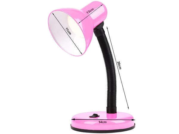 Skrivebordslampe rosa med justerbar arm E27 max 40W