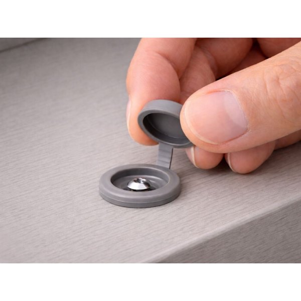 Skruvskydd täckpluggar 13 mm ljusgrå plast, 100-pack