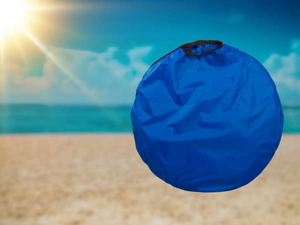 Selvopslående strandtelt UV-beskyttelse blå inkl. bæretaske