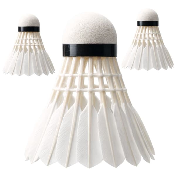 Badmintonbolde med fjer 3-pak, hvide, 8x6 cm