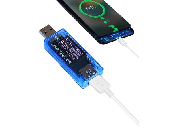 USB-voltmeter/amperemeter USB 3.0 med LCD-display blå