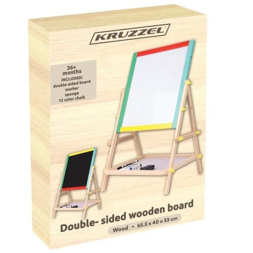 Dobbeltsidet magnetisk børnetegnetavle med kridt & whiteboard 65,5 cm