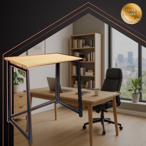 Hopfällbart skrivbord 80x75x40 cm MDF/järn svart/träfärgad
