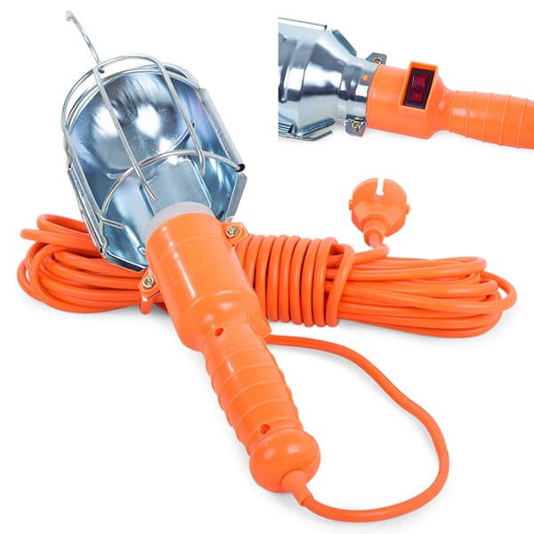 Garagebelysning med krok 5 m kabel 230V E27 max 60W orange