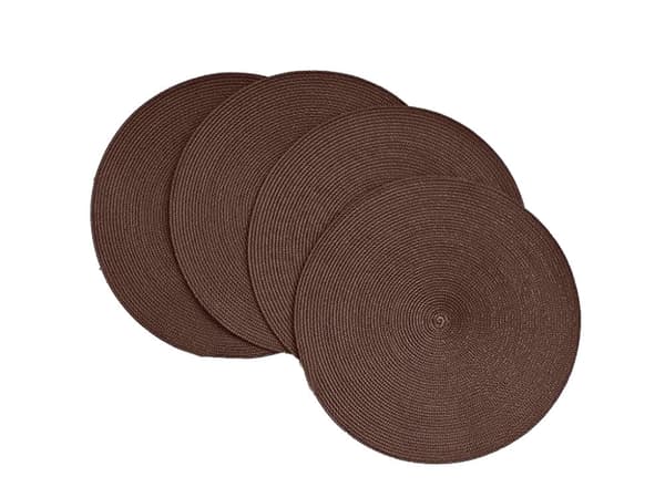 Pyöreä muovinen pöytätabletti punottu ruskea 38 cm 1 kpl