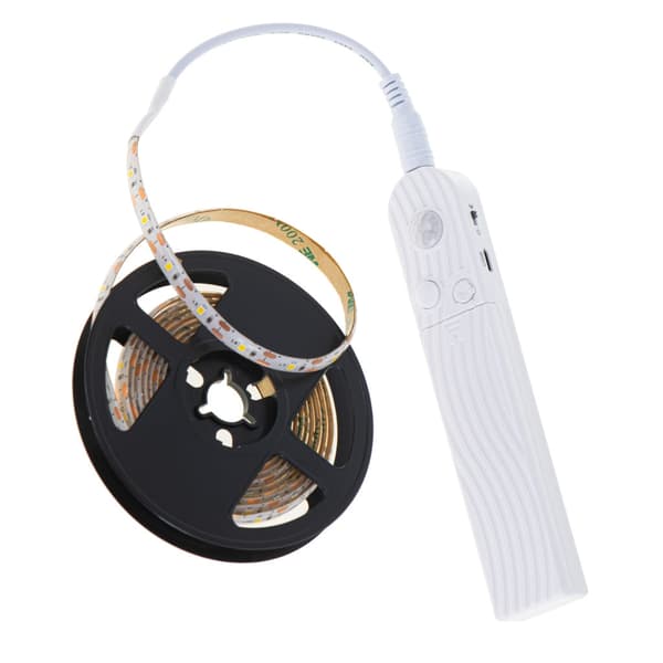 LED-remsa 2 m varmvit med rörelse- och skymningssensor, batteri/USB