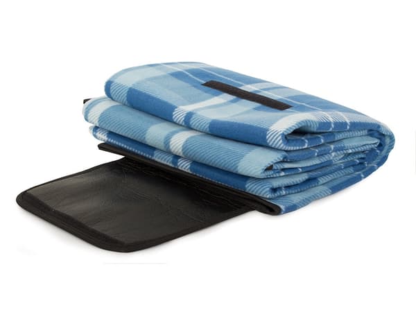 Picknickfilt vattentät fleece 150x200 cm, blå rutig