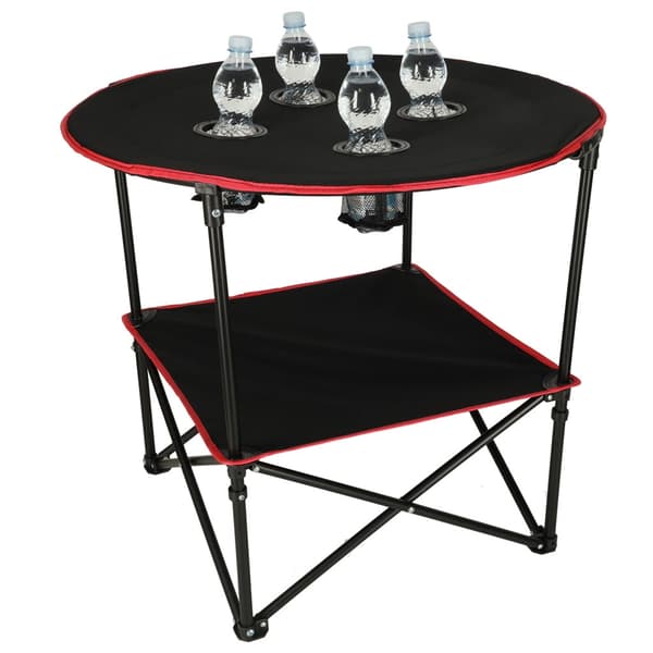 Sammenklappeligt campingbord 72 cm med kopholder & transporttaske