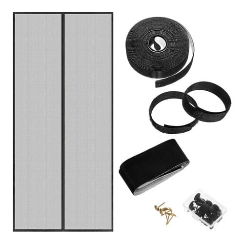 Myggenet til dør 100x210 cm sort magnetlukning montering med velcro