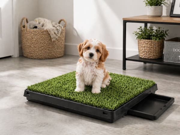 Hundetoiletmåtte med kunstgræs 3-lags 63x50x6 cm sort/grøn