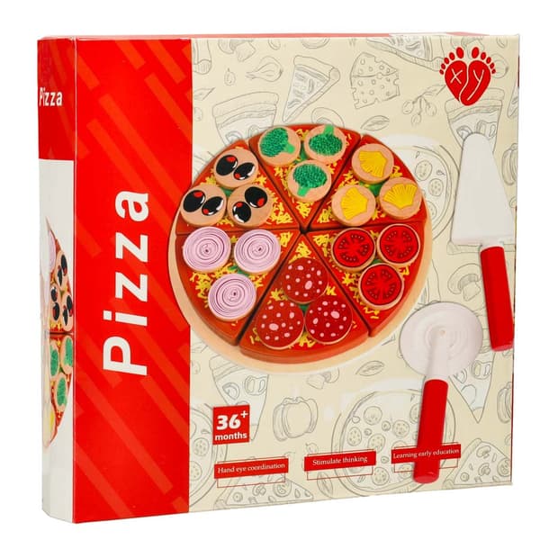 Trä pizzalekset 27 delar med kardborre, 20 cm pizza