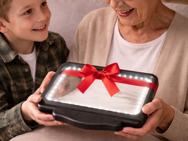 Handhållet förstoringsglas 2,5x med 48 LED och USB vit/svart