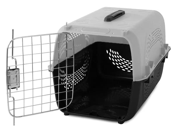 Transportbur hund/katt/smådjur plast 48x30x32 cm grå