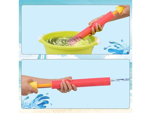Vattenpistol i skum med pump 100 ml 44 cm gul/blå