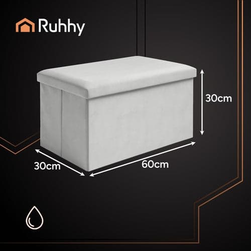 Förvaringspuff sammet grå 54 l 60x30x30 cm vikbar 80 kg