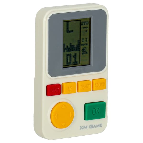 Elektronisk retro arkadekonsol blokspil i lommeformat hvid 6+ CE