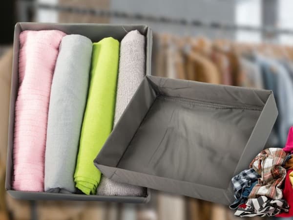 Opbevaringsorganisator til skuffe/garderobe polyester grå 26x20x6 cm