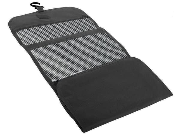 Sammenklappelig toilettaske med krog sort 26x16 cm (64x26 cm udfoldet)