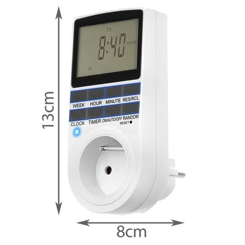 Digital veckotimer 230V 16A 3680W med batteribackup, vit
