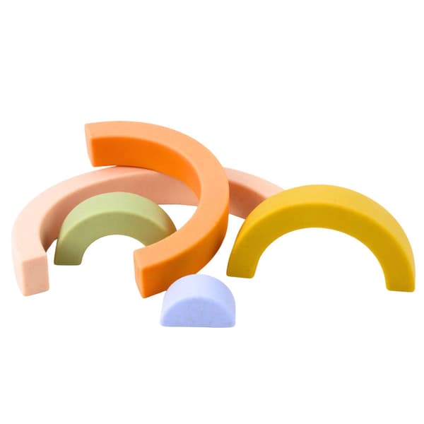 Sensoriske gummiblokke regnbue pastel 5-pack til småbørn
