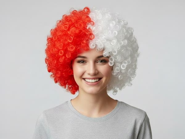 Afroparyk supporterparyk hvid/rød one size polyester