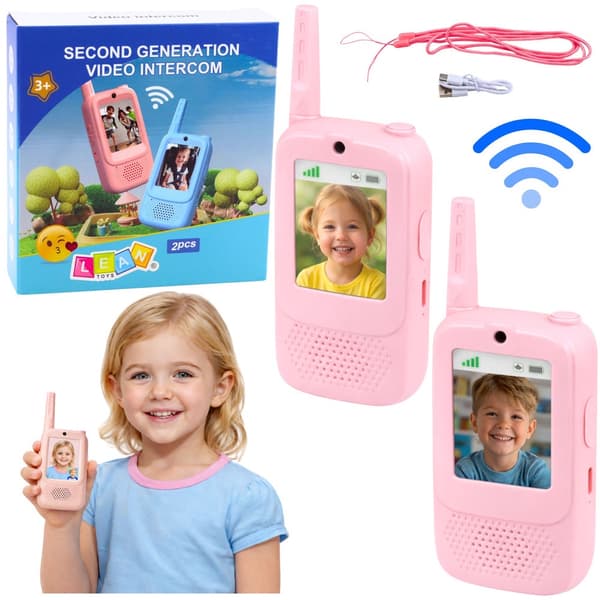 Walkie-talkies för barn med videochatt 300 m USB-C blå 2-pack